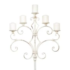 Best Sale 🥰 White Iron French Country Candelabra, 22" x 22" x 16" by Ivory and Iris 🥰 -Cheap Ivory and Iris Store D502363S 4