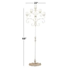 Best Sale 🥰 White Iron French Country Candelabra, 22" x 22" x 16" by Ivory and Iris 🥰 -Cheap Ivory and Iris Store D502363S 7