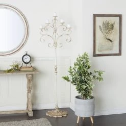Best Sale 🥰 White Iron French Country Candelabra, 22" x 22" x 16" by Ivory and Iris 🥰 -Cheap Ivory and Iris Store D502363S 8