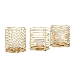 Best deal ⭐ Set of 3 Gold Iron Glam Candle Holders, 4" x 4" x 4" by Ivory and Iris ❤️ -Cheap Ivory and Iris Store D502369S 3