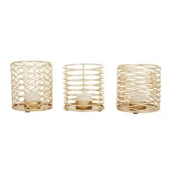 Best deal ⭐ Set of 3 Gold Iron Glam Candle Holders, 4" x 4" x 4" by Ivory and Iris ❤️ -Cheap Ivory and Iris Store D502369S 7