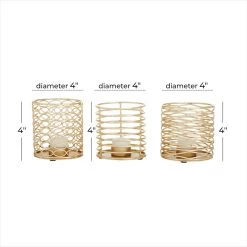 Best deal ⭐ Set of 3 Gold Iron Glam Candle Holders, 4" x 4" x 4" by Ivory and Iris ❤️ -Cheap Ivory and Iris Store D502369S 8