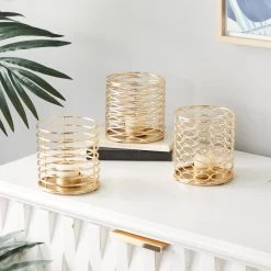 Best deal ⭐ Set of 3 Gold Iron Glam Candle Holders, 4" x 4" x 4" by Ivory and Iris ❤️ -Cheap Ivory and Iris Store D502369S 9