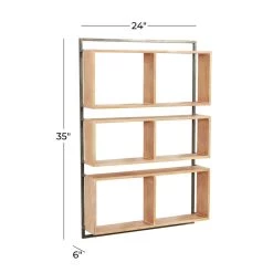 Buy 🎉 Brown Wood Industrial Wall Shelf, 35" x 24" x 6" by Ivory and Iris 😉 -Cheap Ivory and Iris Store D502375S 6