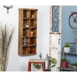 Best Sale 👏 Brown Wood Rustic Wall Shelf, 42" x 18" x 7" by Ivory and Iris 🎉 -Cheap Ivory and Iris Store D502378S 7