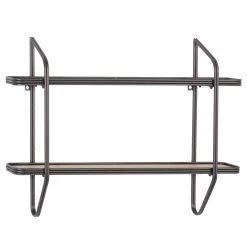 Deals 𧨠Black Iron and Wood Industrial Wall Shelves, 23" x 32" x 6" by Ivory and Iris β