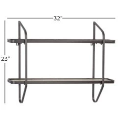Deals 🧨 Black Iron and Wood Industrial Wall Shelves, 23" x 32" x 6" by Ivory and Iris ⌛ -Cheap Ivory and Iris Store D502379S 6