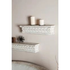 Deals 🔔 White Chinese fir wood Vintage Wall Shelf, 6" x 28" x 5" by Ivory and Iris 😍 -Cheap Ivory and Iris Store D502383S 7