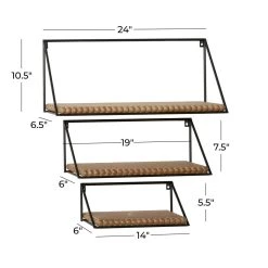 Wholesale 🤩 Set of 3 Black Metal Industrial Wall Shelf, 24", 19", 14" by Ivory and Iris 💯 -Cheap Ivory and Iris Store D502384S 5