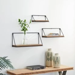 Wholesale 🤩 Set of 3 Black Metal Industrial Wall Shelf, 24", 19", 14" by Ivory and Iris 💯 -Cheap Ivory and Iris Store D502384S 6