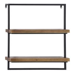 New π Brown Metal and Wood Industrial Wall Shelves, 24" x 26" x 7" by Ivory and Iris π