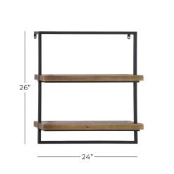 New 🌟 Brown Metal and Wood Industrial Wall Shelves, 24" x 26" x 7" by Ivory and Iris 😉 -Cheap Ivory and Iris Store D502397S 5