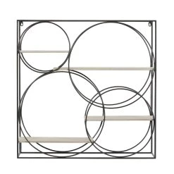 Budget π Gray Metal Contemporary Wall Shelf, 32" x 32" x 7" by Ivory and Iris π