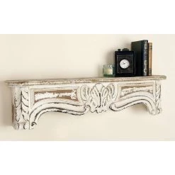 Deals 👏 White Wood Vintage Wall Shelf, 9" x 36" x 6" by Ivory and Iris 🔔 -Cheap Ivory and Iris Store D502399S 9