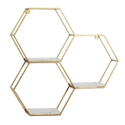 Best Sale 🔔 Gold Marble Contemporary Wall Shelf, 24" x 24" x 6" by Ivory and Iris ✔️