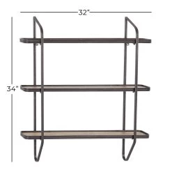 New β Gray Metal and Wood Industrial Wall Shelves, 34" x 32" x 6" by Ivory and Iris π 12 New β Gray Metal and Wood Industrial Wall Shelves, 34" x 32" x 6" by Ivory and Iris π -Cheap Ivory and Iris Store D502419S 6