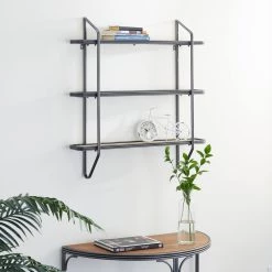 New β Gray Metal and Wood Industrial Wall Shelves, 34" x 32" x 6" by Ivory and Iris π 13 New β Gray Metal and Wood Industrial Wall Shelves, 34" x 32" x 6" by Ivory and Iris π -Cheap Ivory and Iris Store D502419S 7