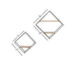 Outlet 😉 Set of 2 Black Metal Industrial Wall Shelf, 22", 17" by Ivory and Iris 🎉 -Cheap Ivory and Iris Store D502421S 5