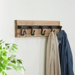 Best Pirce ✔️ Brown Wood Industrial Wall Hooks, 6" x 24" x 4" by Ivory and Iris ✨ -Cheap Ivory and Iris Store D502445S 8