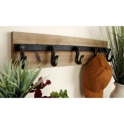 Best Pirce ✔️ Brown Wood Industrial Wall Hooks, 6" x 24" x 4" by Ivory and Iris ✨ -Cheap Ivory and Iris Store D502445S 9