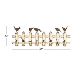Best Pirce 🧨 Cream Wood Farmhouse Wall Hooks, 14" x 48" x 1" by Ivory and Iris 😉 -Cheap Ivory and Iris Store D502448S 7