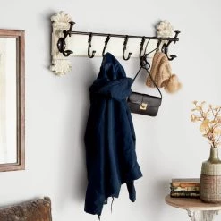 Best deal 🛒 White Iron Vintage Wall Hooks, 13" x 33" x 6" by Ivory and Iris ✨ -Cheap Ivory and Iris Store D502458S 8
