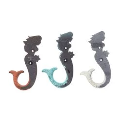Promo 🧨 Set of 3 Multi Colored Metal Coastal Wall Hook, 4" x 7" by Ivory and Iris 🔥 -Cheap Ivory and Iris Store D502461S 5
