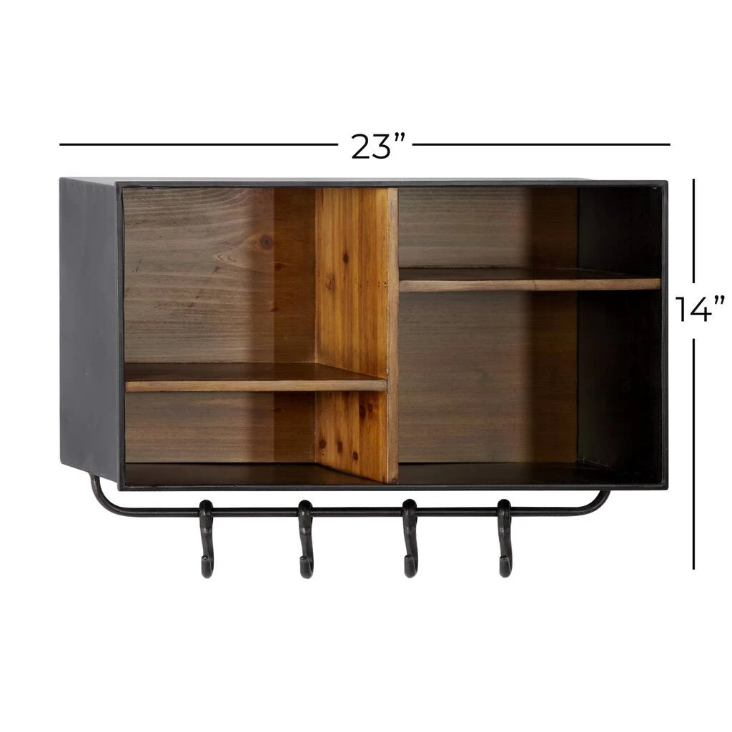 Outlet ⭐ Brown Iron Industrial Wall Hooks with Shelves, 14" x 23" x 8" by Ivory and Iris ✔️ 5 Outlet ⭐ Brown Iron Industrial Wall Hooks with Shelves, 14" x 23" x 8" by Ivory and Iris ✔️ - Image 5