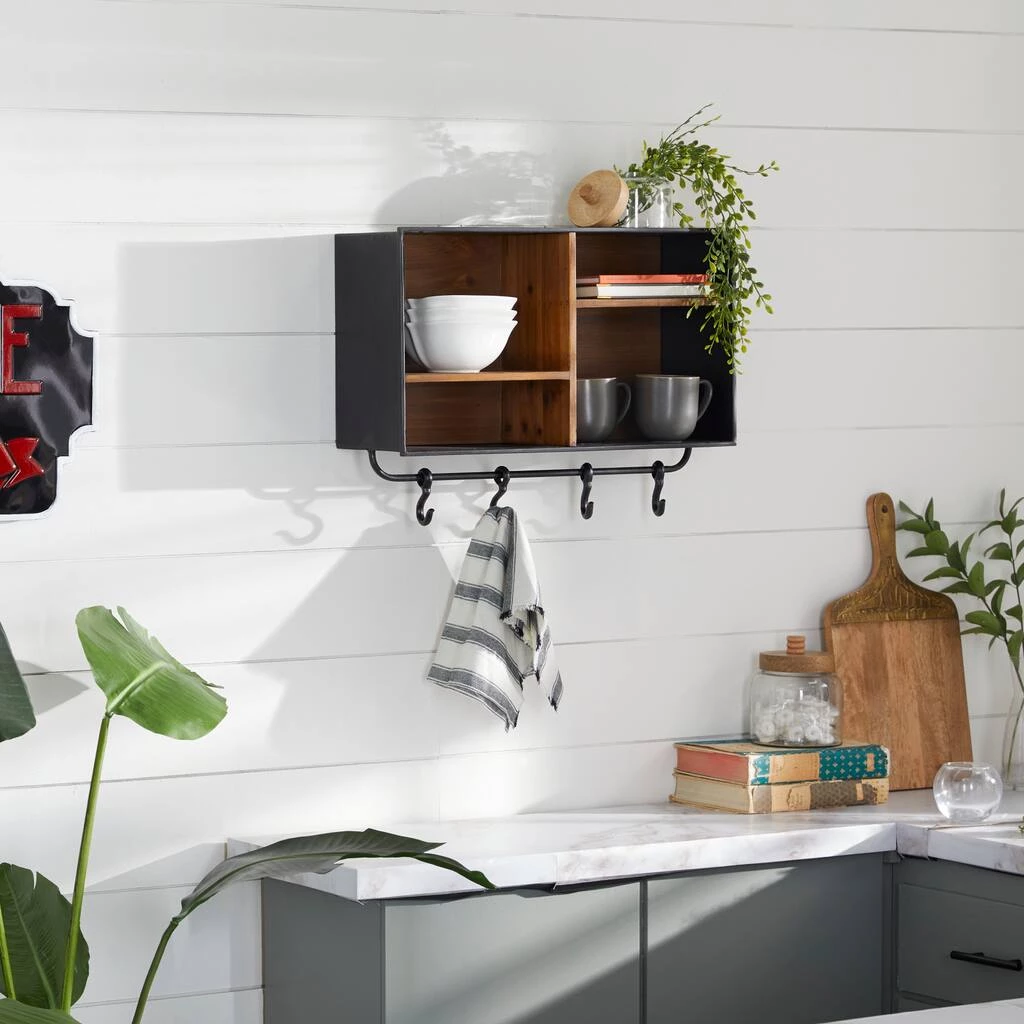 Outlet ⭐ Brown Iron Industrial Wall Hooks with Shelves, 14" x 23" x 8" by Ivory and Iris ✔️ 6 Outlet ⭐ Brown Iron Industrial Wall Hooks with Shelves, 14" x 23" x 8" by Ivory and Iris ✔️ - Image 6