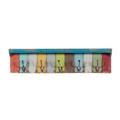 Buy π Multi Color Wood Coastal Wall Hooks with Shelf, 9" x 35" x 5" by Ivory and Iris π―