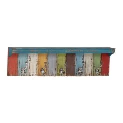 Buy 🛒 Multi Color Wood Coastal Wall Hooks with Shelf, 9" x 35" x 5" by Ivory and Iris 💯 -Cheap Ivory and Iris Store D502489S 3