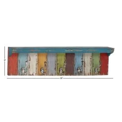 Buy 🛒 Multi Color Wood Coastal Wall Hooks with Shelf, 9" x 35" x 5" by Ivory and Iris 💯 -Cheap Ivory and Iris Store D502489S 6
