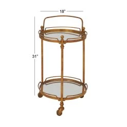 Best Sale ⌛ Brass Iron Bar Cart, 31" x 19" x 18" by Ivory and Iris 🌟 -Cheap Ivory and Iris Store D502501S 5