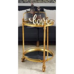 Best Sale ⌛ Brass Iron Bar Cart, 31" x 19" x 18" by Ivory and Iris 🌟 -Cheap Ivory and Iris Store D502501S 6