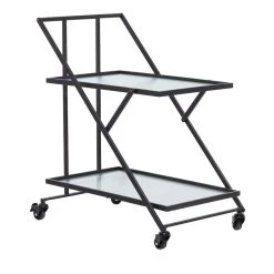 Best Pirce β€οΈ Black Iron Industrial Bar Cart, 32" x 25" x 18" by Ivory and Iris β¨