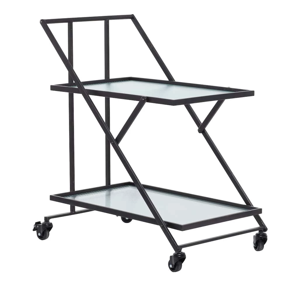 Best Pirce ❤️ Black Iron Industrial Bar Cart, 32" x 25" x 18" by Ivory and Iris ✨ 1 Best Pirce ❤️ Black Iron Industrial Bar Cart, 32" x 25" x 18" by Ivory and Iris ✨