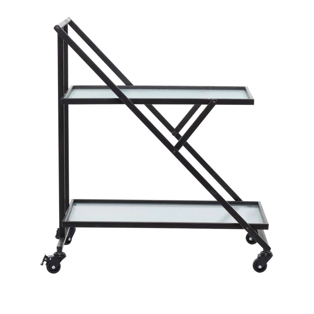 Best Pirce ❤️ Black Iron Industrial Bar Cart, 32" x 25" x 18" by Ivory and Iris ✨ 3 Best Pirce ❤️ Black Iron Industrial Bar Cart, 32" x 25" x 18" by Ivory and Iris ✨ - Image 3