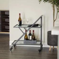 Best Pirce ❤️ Black Iron Industrial Bar Cart, 32" x 25" x 18" by Ivory and Iris ✨ 17 Best Pirce ❤️ Black Iron Industrial Bar Cart, 32" x 25" x 18" by Ivory and Iris ✨ -Cheap Ivory and Iris Store D502505S 9