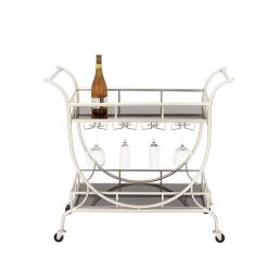 Best reviews of 🎁 Silver Iron Contemporary Bar Cart, 33" x 38" x 19" by Ivory and Iris 🧨 -Cheap Ivory and Iris Store D502515S 3