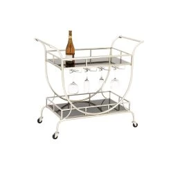 Best reviews of 🎁 Silver Iron Contemporary Bar Cart, 33" x 38" x 19" by Ivory and Iris 🧨 -Cheap Ivory and Iris Store D502515S 4
