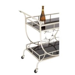 Best reviews of 🎁 Silver Iron Contemporary Bar Cart, 33" x 38" x 19" by Ivory and Iris 🧨 -Cheap Ivory and Iris Store D502515S 5