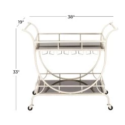 Best reviews of 🎁 Silver Iron Contemporary Bar Cart, 33" x 38" x 19" by Ivory and Iris 🧨 -Cheap Ivory and Iris Store D502515S 7
