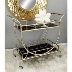 Best reviews of 🎁 Silver Iron Contemporary Bar Cart, 33" x 38" x 19" by Ivory and Iris 🧨 -Cheap Ivory and Iris Store D502515S 8