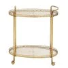 Best Pirce 🎉 Gold Iron and Glass Traditional Bar Cart, 35" x 30" x 16" by Ivory and Iris 💯