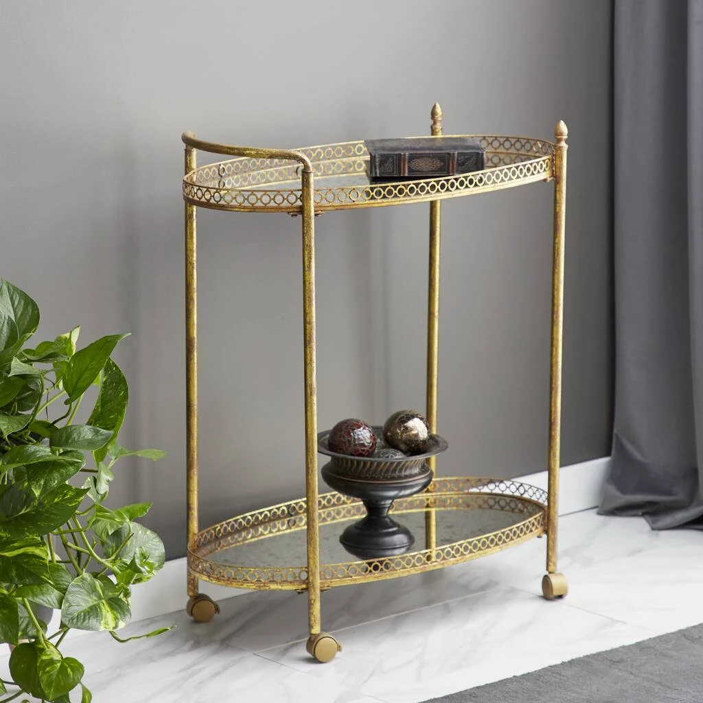 Best Pirce π Gold Iron and Glass Traditional Bar Cart, 35" x 30" x 16" by Ivory and Iris π― 6 Best Pirce π Gold Iron and Glass Traditional Bar Cart, 35" x 30" x 16" by Ivory and Iris π― - Image 6