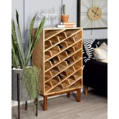 Best Pirce ✨ 40'' Brown Modern Mango Wood Wine Storage by Ivory and Iris 👍 -Cheap Ivory and Iris Store D502522S 7