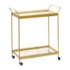 Best Pirce 🔔 Gold Metal Contemporary Bar Cart, 31" x 28" x 14" by Ivory and Iris 🥰