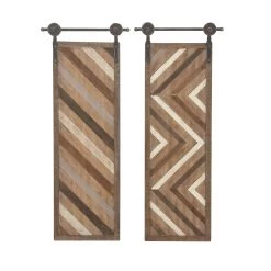 New π Set of 2 Brown Wood Farmhouse Abstract Wall Decor, 16" x 39" by Ivory and Iris π 11 New π Set of 2 Brown Wood Farmhouse Abstract Wall Decor, 16" x 39" by Ivory and Iris π -Cheap Ivory and Iris Store D502531S 3