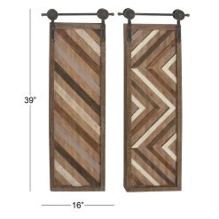 New π Set of 2 Brown Wood Farmhouse Abstract Wall Decor, 16" x 39" by Ivory and Iris π 16 New π Set of 2 Brown Wood Farmhouse Abstract Wall Decor, 16" x 39" by Ivory and Iris π -Cheap Ivory and Iris Store D502531S 8