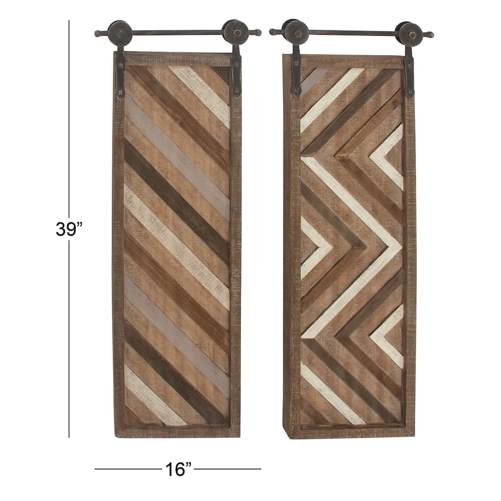 New π Set of 2 Brown Wood Farmhouse Abstract Wall Decor, 16" x 39" by Ivory and Iris π 8 New π Set of 2 Brown Wood Farmhouse Abstract Wall Decor, 16" x 39" by Ivory and Iris π - Image 8